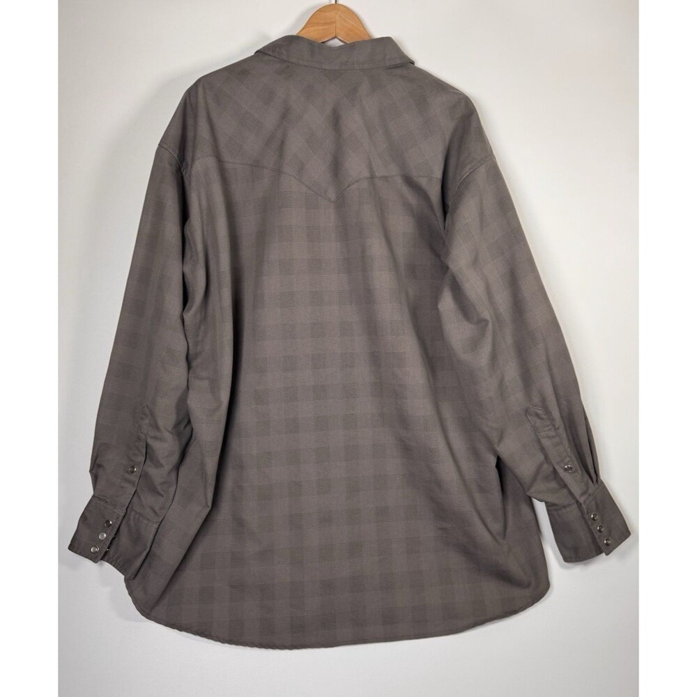 Flying R Ranchwear Shirt 20.5 36 Gray‎ Tonal Plaid Pearl Snap Western Workwear - Picture 3 of 13